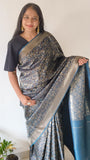 Royal Blue Bel Buti Silk Saree with Elegant Zari Border