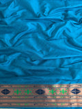 Rama Blue Dual-Tone Paithani Katan Silk Saree with Traditional Peacock Design