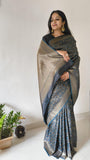 Royal Blue Bel Buti Silk Saree with Elegant Zari Border