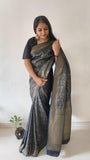Royal Blue Bel Buti Silk Saree with Elegant Zari Border