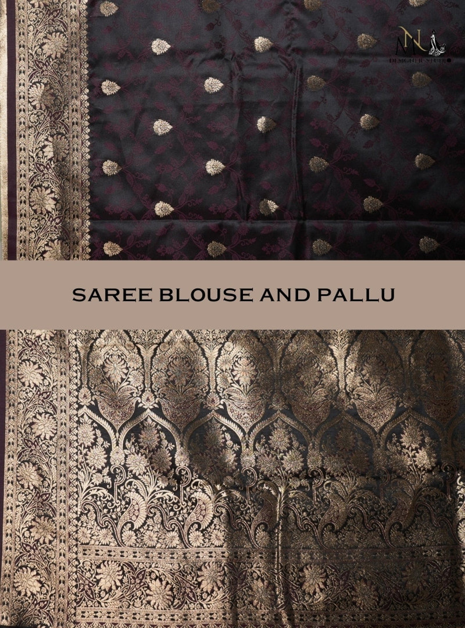 New dark Purple unique floral design with golden zari Buti anbhiga Premium Banarasi self silk saree for women wedding and Party wear special