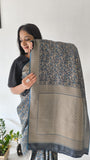 Royal Blue Bel Buti Silk Saree with Elegant Zari Border