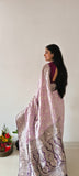 Golden Zari Kanjivaram Soft Weaving Satin Silk Sari With Beautiful Rich Pallu & Blouse for Wedding Wear Ethnic Saree