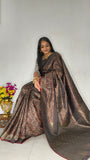 Indian Traditional Exclusive Pure Silk Finish Dual Tone Floral Maroon Brocade Silk Jal Work Kanjivaram Saree