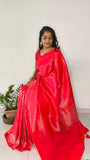 New Indian Traditional True Rani Pink Color Brocade silk with Jal design Pure Kanjivaram saree