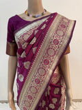 Pure Katan Silk Wine Color Banarasi Saree With Self Design and Buti Pattern in Real Golden Zari Weave | Wedding Saree