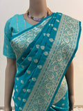 New Arrivals Banarasi Teal Blue Color Satin Silk Saree With Own Blouse Piece | Blue Silk Saree