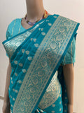 New Arrivals Banarasi Teal Blue Color Satin Silk Saree With Own Blouse Piece | Blue Silk Saree