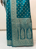 New Arrivals Banarasi Teal Blue Color Satin Silk Saree With Own Blouse Piece | Blue Silk Saree