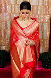 Red Katan Silk Saree with Golden Zari – Elegance Banarasi Silk Saree