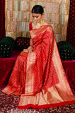 Red Katan Silk Saree with Golden Zari – Elegance Banarasi Silk Saree