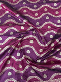 Wine And Maroon Muted Gold Zari Weaved Banarasi Silk Leria Pattern Saree | Banarasi Sarees USA | Wine Color Sarees