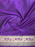 Peacock Pattern Designer Paithani Katan Silk Saree | Peacock Pattern Broad And Round Buti Body Pattern Purple Paithani Saree