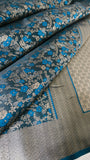 Traditional Rama Color Kanjivaram Soft Silk Saree – Floral Zari Anmol Elegance