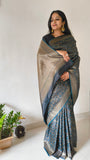 Traditional Rama Color Kanjivaram Soft Silk Saree – Floral Zari Anmol Elegance