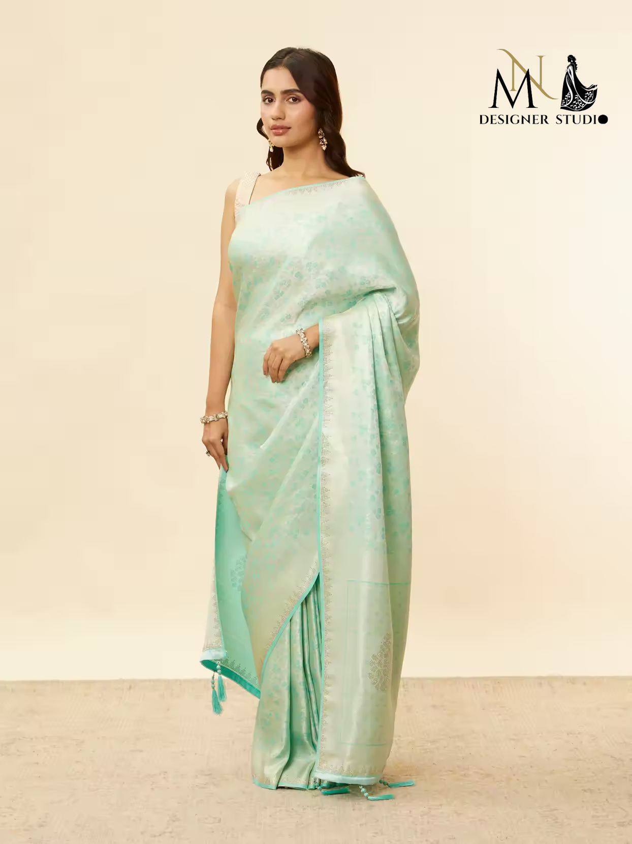 Floral Light Blue Kanjivaram Katan silk saree