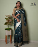 Gorgeous Pure Banarasi Satin Silk Saree With Floral Self And Zari Buti pattern | anbhiga Indian Traditional Partywear Saree with Blouse Sadi